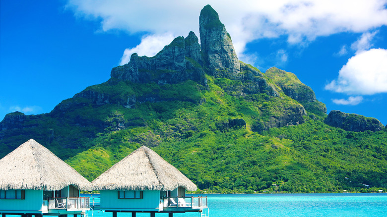 Over-the-water huts in Tahiti