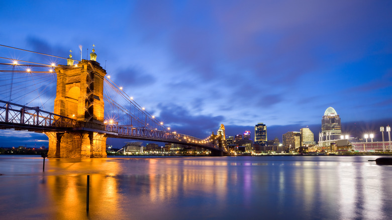 Roebling Suspension Bridge in Cincinnati, Ohio