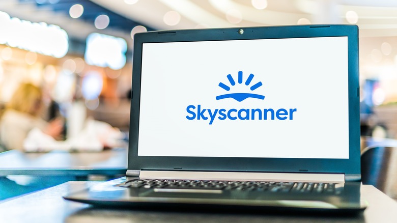 Skyscanner website on laptop