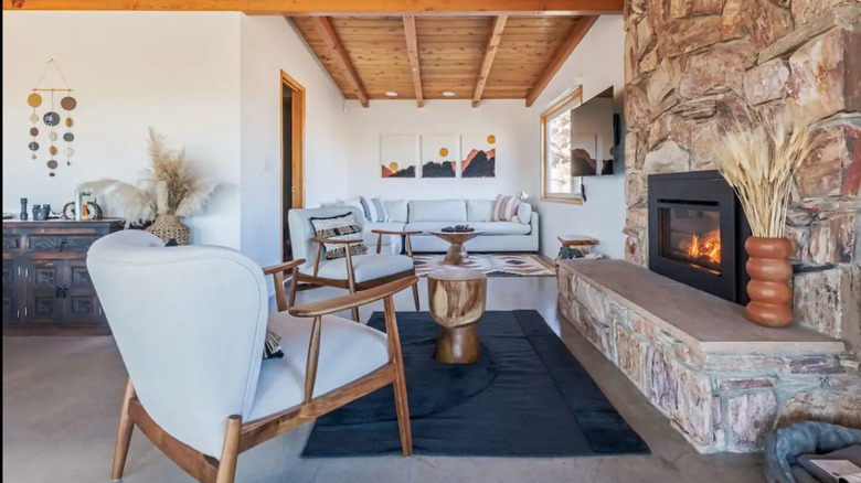 living room in California cabin