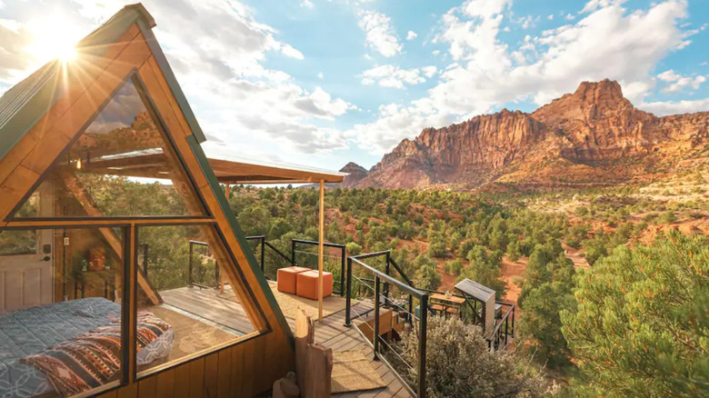 an A-frame cabin in Utah