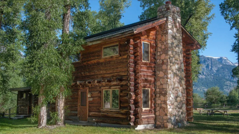 log cabin in Wyoming