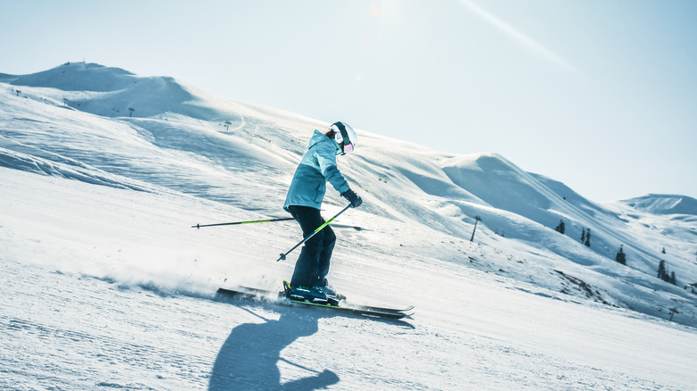 Person skiing down slope