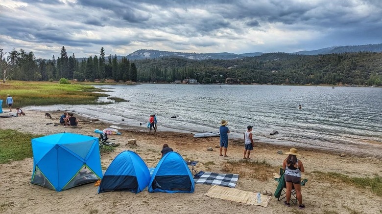 Family camping on Bass lake