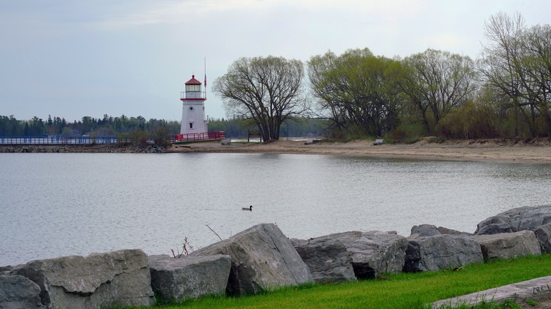 Lighthouse and lake at Cheboygan State Park