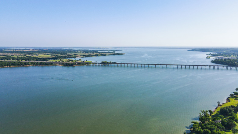 Aerial shot of Waco Lake