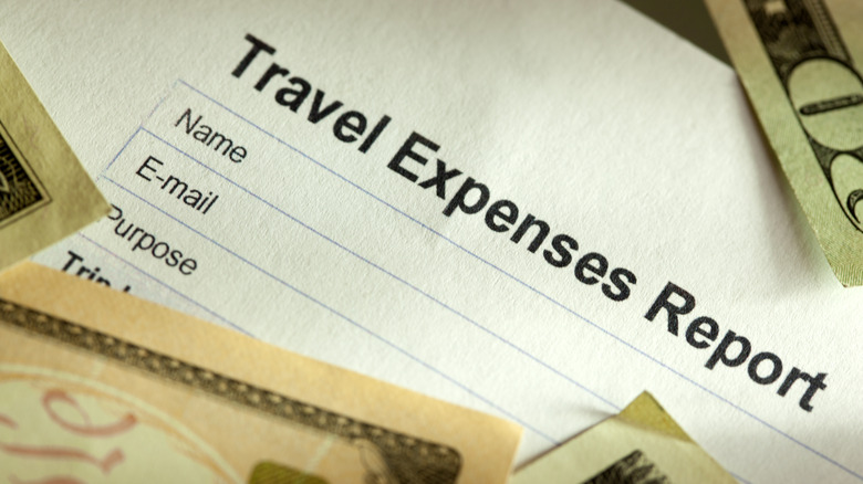 Closeup of a travel expense report