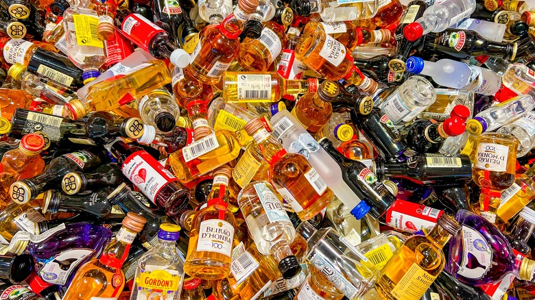 Pile of mini alcohol bottles