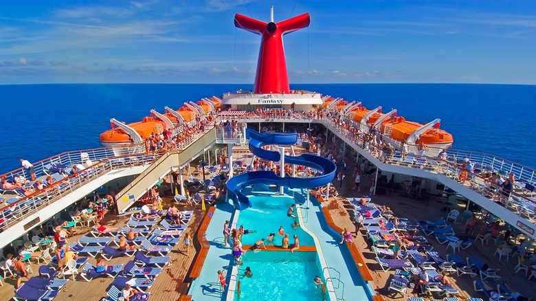 Carnival Fantasy cruise ship pool area with passengers