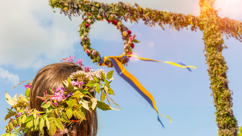 woman wearing a flower crown