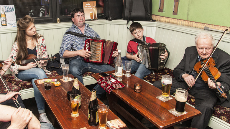 Irish musicians playing traditional music