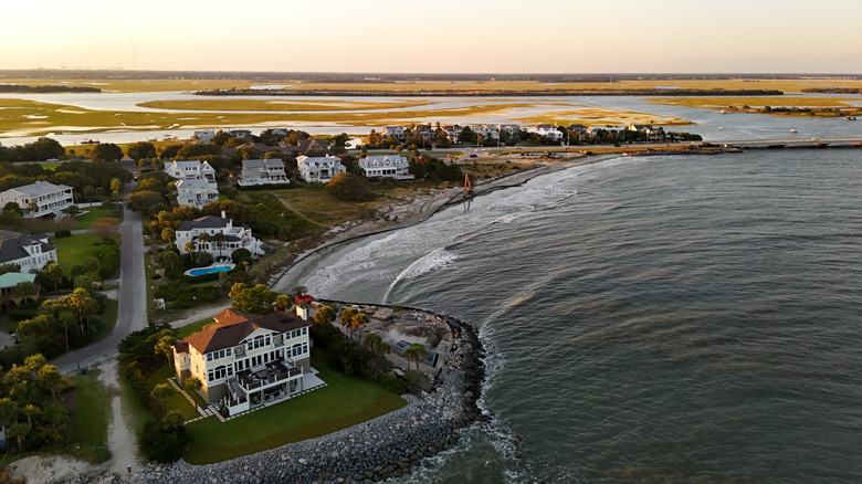 Sullivans Island coastline from above