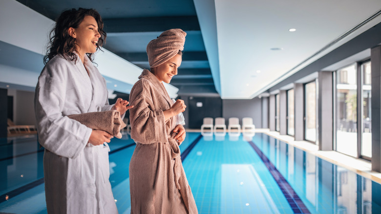 Two women enjoying a spa