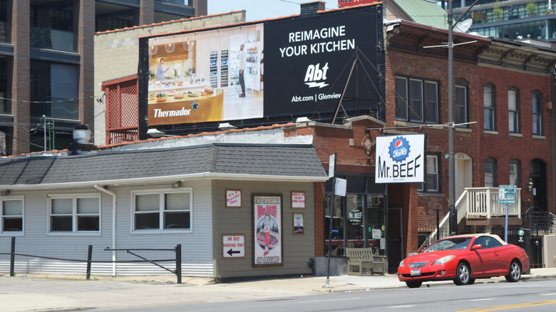 The unassuming entrance to Mr. Beef in Chicago