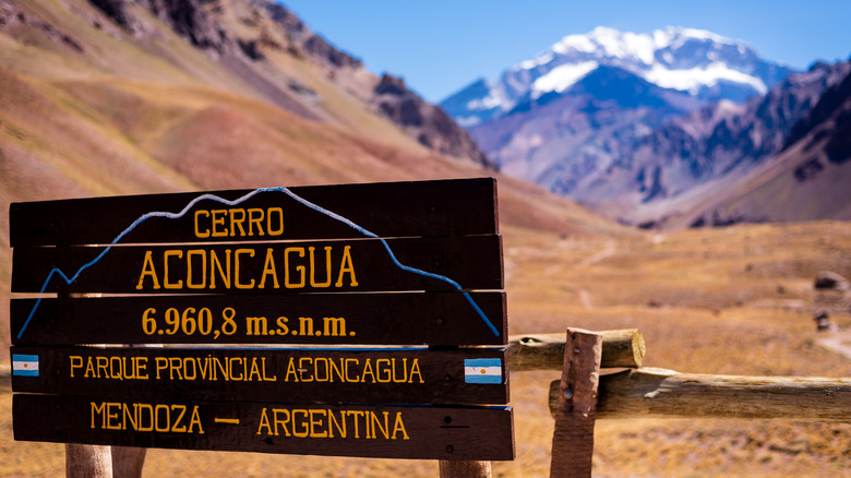 elevation sign on Aconcagua