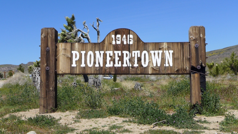 Pioneertown sign in the desert