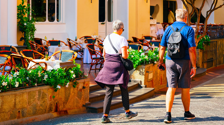 tourist couple in Naples, Italy