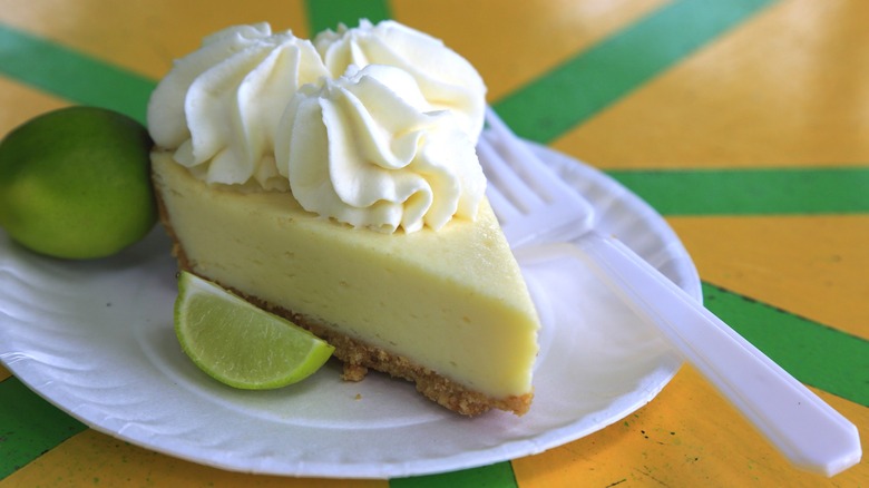 Slice of key lime pie