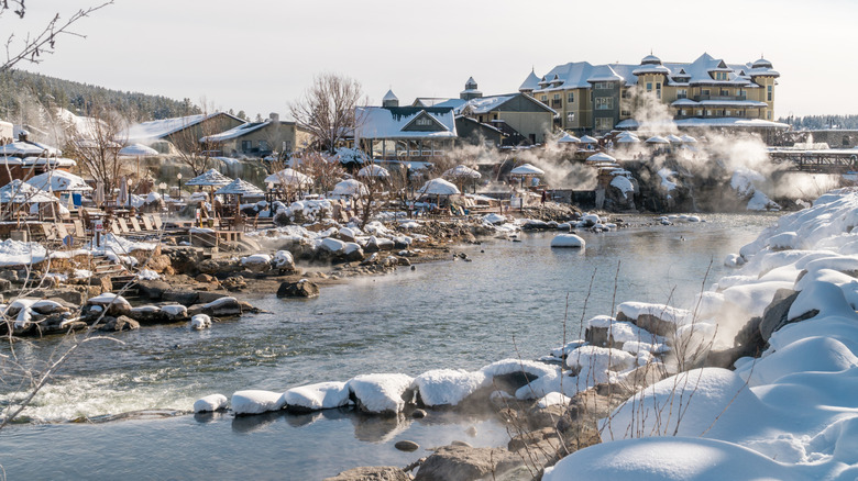 Hot springs in winter, Pagosa Springs, Colorado