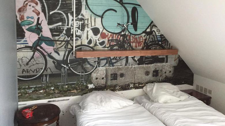 private room with graffiti art