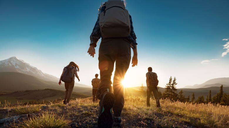 Hikers in mountains