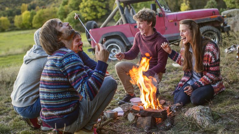 Friends camping