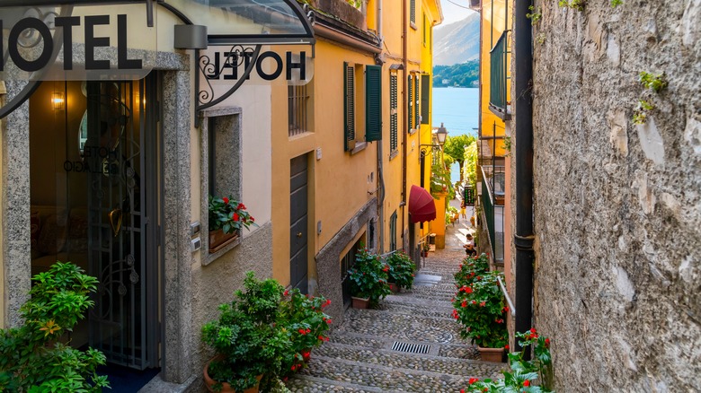 Entrance to Italian hotel Bellagio