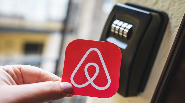 Airbnb logo near keybox