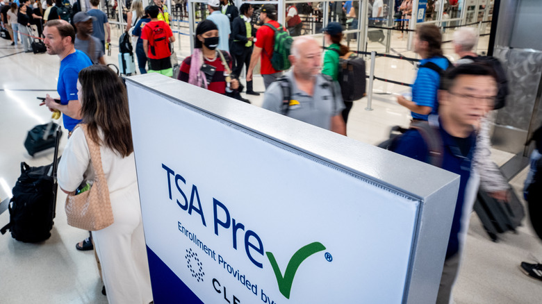 Passengers at busy airport