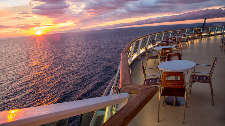 Cruise ship deck with railing