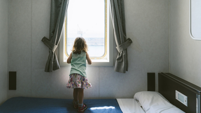 Young girl cruise ship cabin