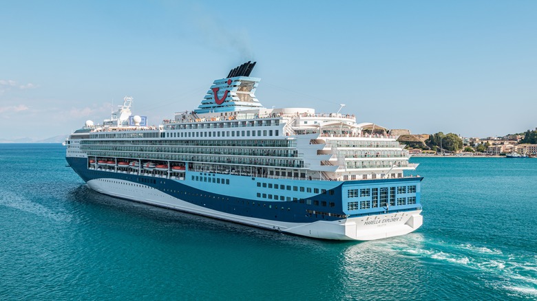 cruise ship sailing in sunshine