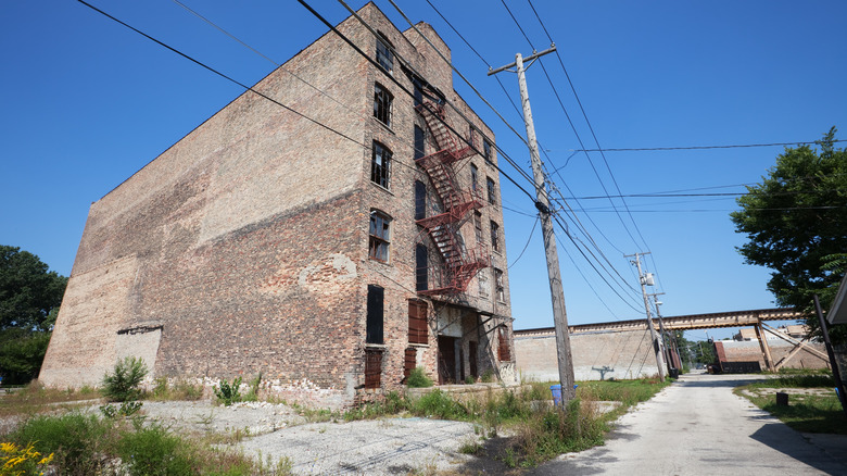 Rundown brick building