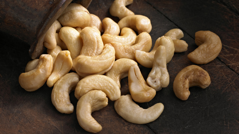 Cashews on table