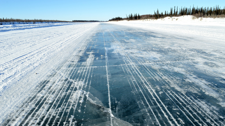 Ice road on Mackenzie River