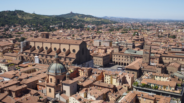 Aerial view of Bologna town