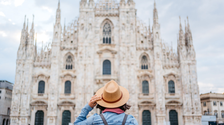 Woman in front of Milan Cathedral