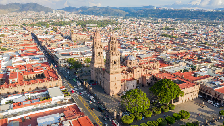 Morelia Cathedral in Michoacán, Mexico