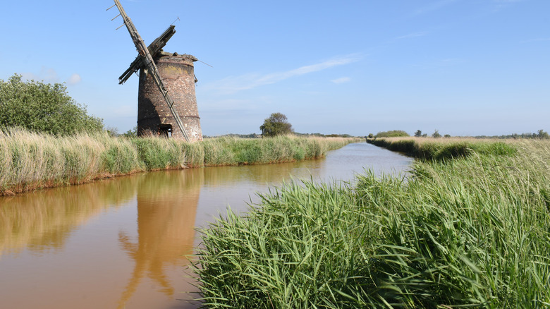 Ruined windmill on The Broads