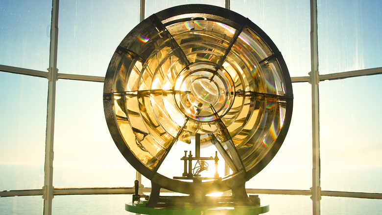 Closeup of a lighthouse beacon