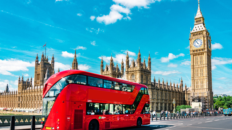 Bus and Big Ben in London