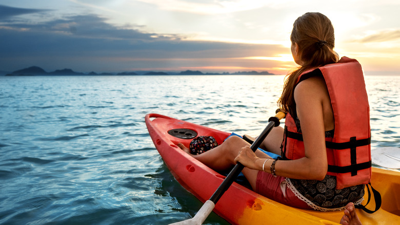 Woman kayaking