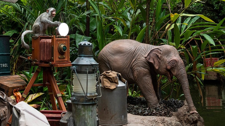 Jingle Cruise monkey and elephant