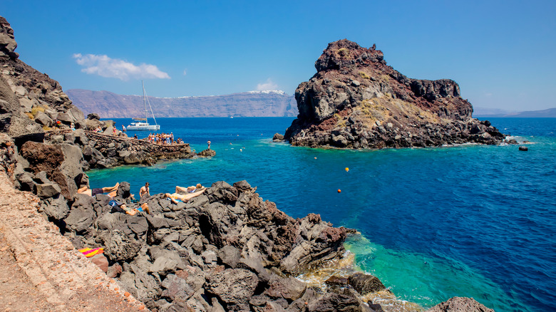 Volcanic islet, Amoudi Bay, Santorini