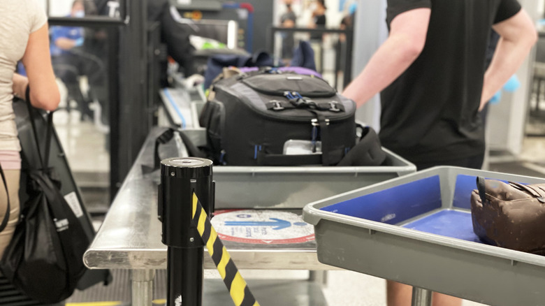 Luggage passing through TSA check