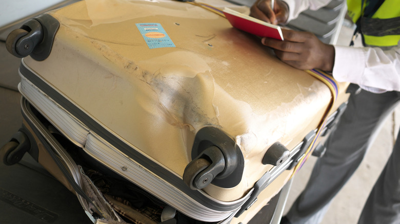 Damaged luggage at airport