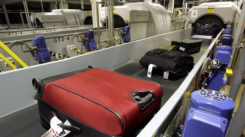 Bags in airport screening area