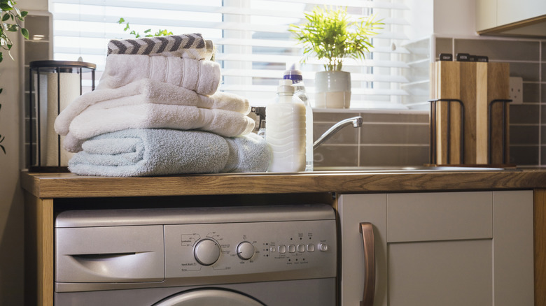 towels near kitchen washer