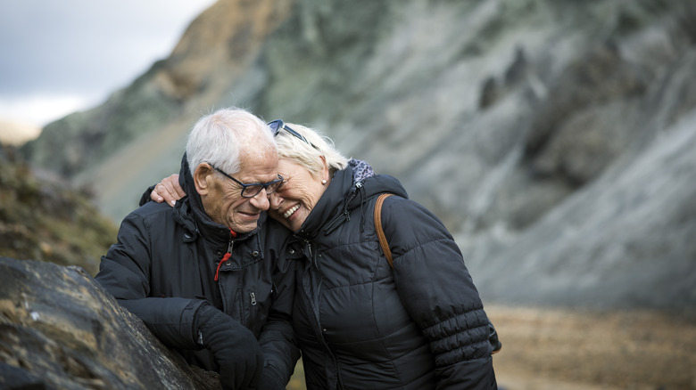 Senior couple on a hike in Iceland