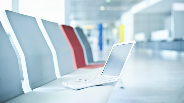 laptop left behind at seating area